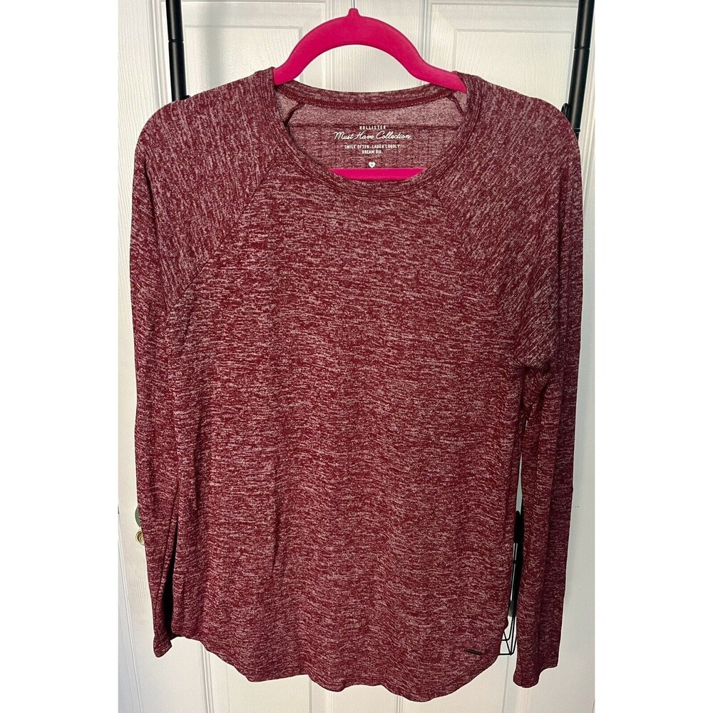 Hollister Womens Top Red Heather Long Soft Sleeve Size M Lightly Worn